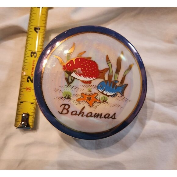 Bahamas Souvenir Ceramic Trinket Box With Hand-Painted Tropical Fish Design - Picture 3 of 3